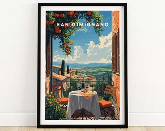 San Gimignano Travel Poster Italy Home Decor San Gimignano Artwork Poster Gift San Gimignano Illustration Art Lover Print