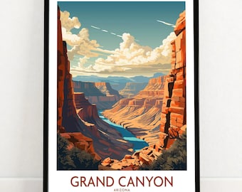 Arte de parede do Grand Canyon | Impressão de viagem | Pôster decorativo para casa | Ilustração digital