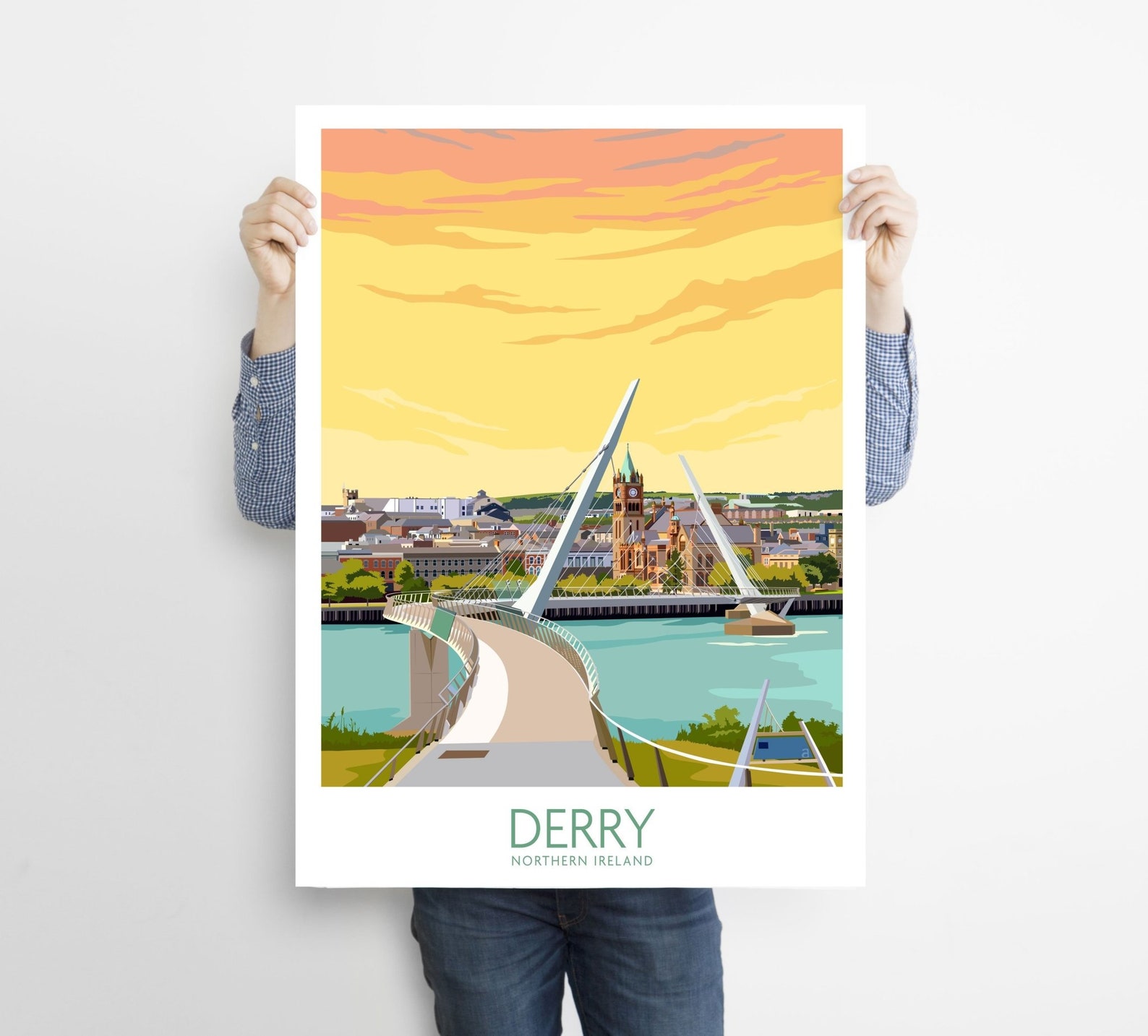 Derry Print Derry Poster Derry Wall Art Northern Ireland Etsy