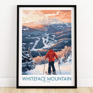 Whiteface Ski Resort Art Print skiën muur kunst New York wintersport kunstwerk Ski Lodge decor kunst berg Home decor poster cadeau skiën