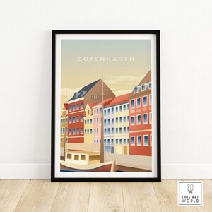 Copenhagen Poster | Denmark Minimalist Travel Poster | Copenhagen Wall Art Print | Danish Artwork Unframed & Framed Gift Idea