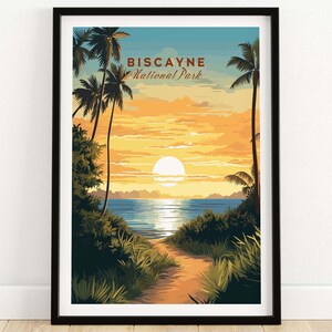 Biscayne National Park Poster Art Print Travel Print | Home Décor Poster Gift | Digital Illustration Artwork | Birthday Present
