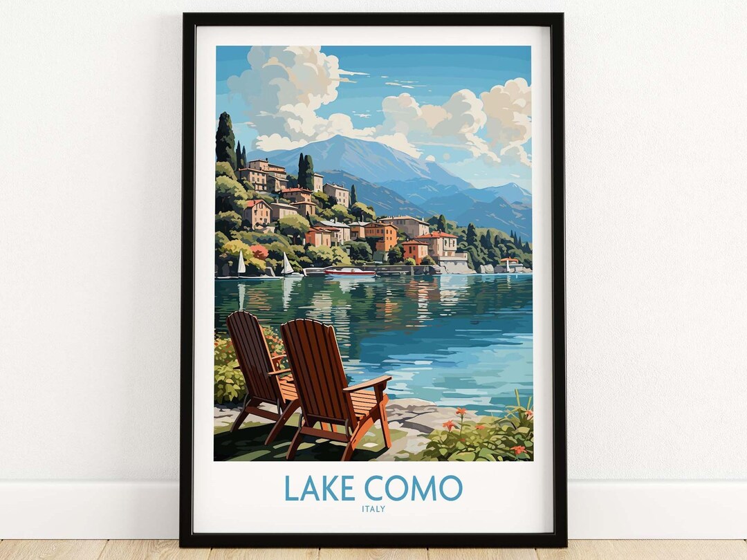 lake como italy travel poster art print (digital... Lake Como Print | Italy | Travel Poster Art | Home Décor Artwork ...