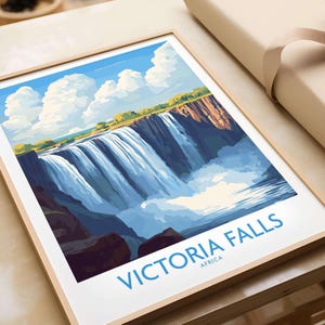 Victoria Falls Zambia Print Victoria Falls Wall Art Print Victoria Falls Poster Wall Decor Illustration Victoria Falls Art Gift