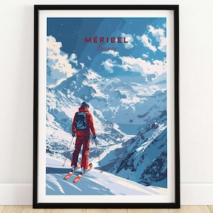 Meribel Wall Art Print France Poster Meribel Ski Resort Poster Winter Sports Artwork Adventure Home Decor Skiing Wall Art Gift for Skier
