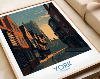 York England Minster Lane Wall Art - Classic English Architecture Print, Historic Cityscape Home Decor, York Gift Idea