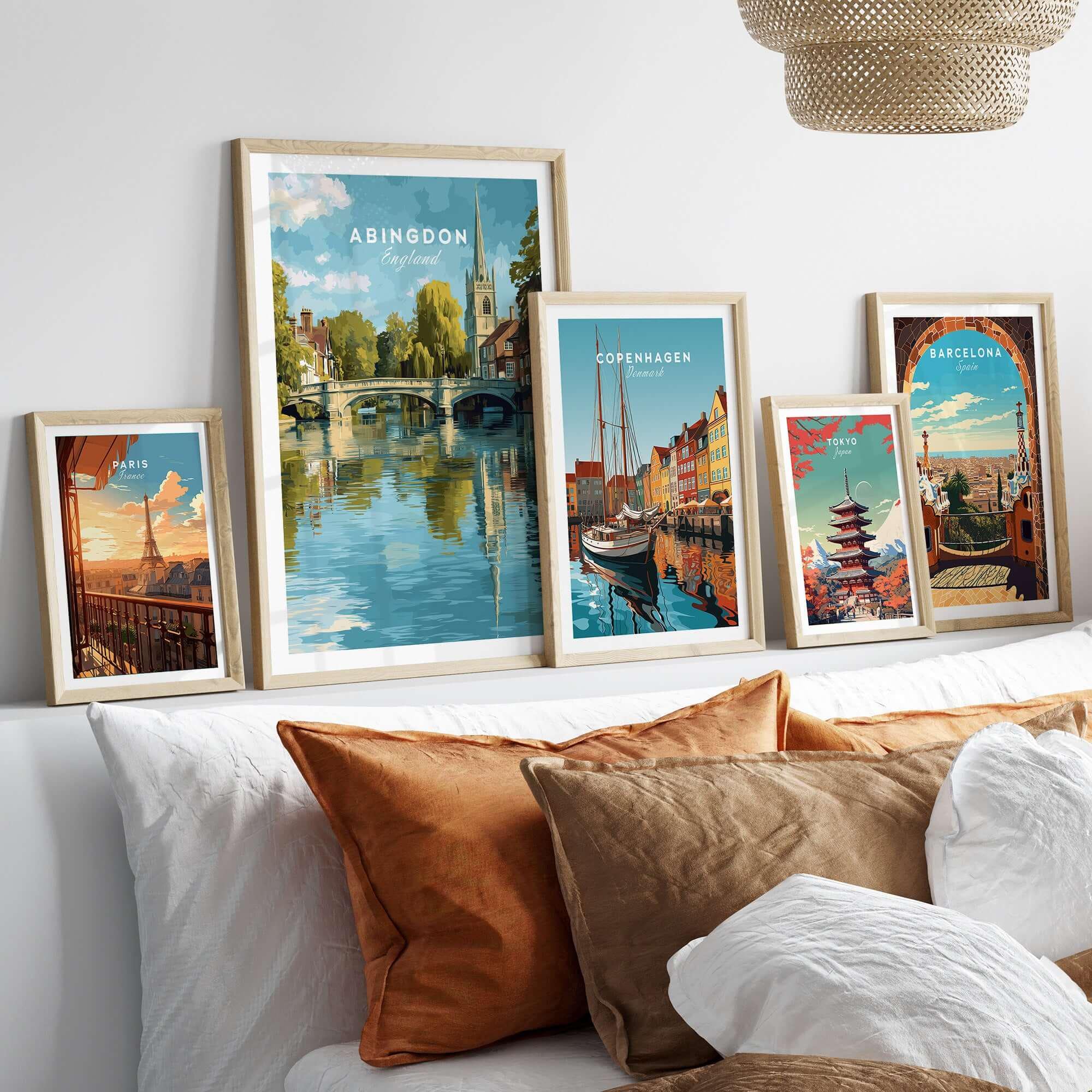 アビンドン イングランド リバーサイド プリント - 歴史的な町