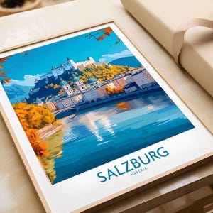 Salzburg Travel Poster, Austria Art Print, City Skyline Poster, Wanderlust Wall Art, Nostalgic Adventure Gift, Office & Home Decor