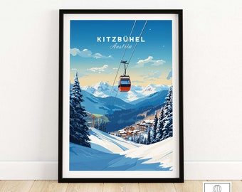 Kitzbuhel Art Print Poster, Beautiful Alpine View, Ideal for Home Decoration, Perfect Birthday Gift for Travel Enthusiasts