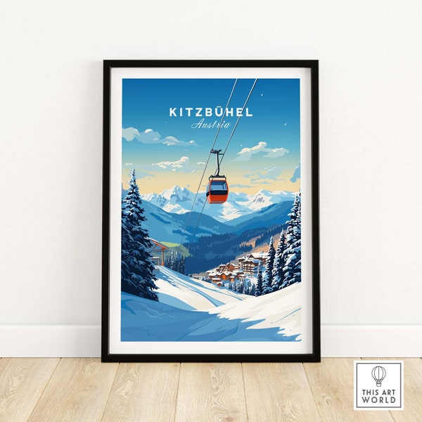 Kitzbuhel Art Print Poster, Beautiful Alpine View, Ideal for Home Decoration, Perfect Birthday Gift for Travel Enthusiasts