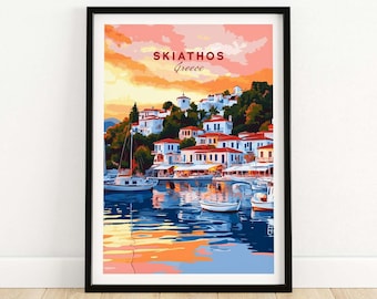 Skiathos Travel Print Wall Art Skiathos Poster Artwork Travel Home Decor Gift Art Lovers Illustration Poster