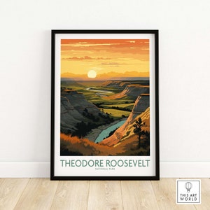 Theodore Roosevelt National Park Wall Art Print Travel Print | Home Décor Poster Gift | Digital Illustration Artwork | Birthday Present