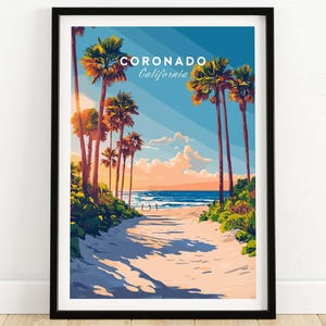 Coronado Travel Print Wall Art Coronado Poster Artwork Travel Home Decor Gift Art Lovers Illustratie Poster Coronado Beach Californië