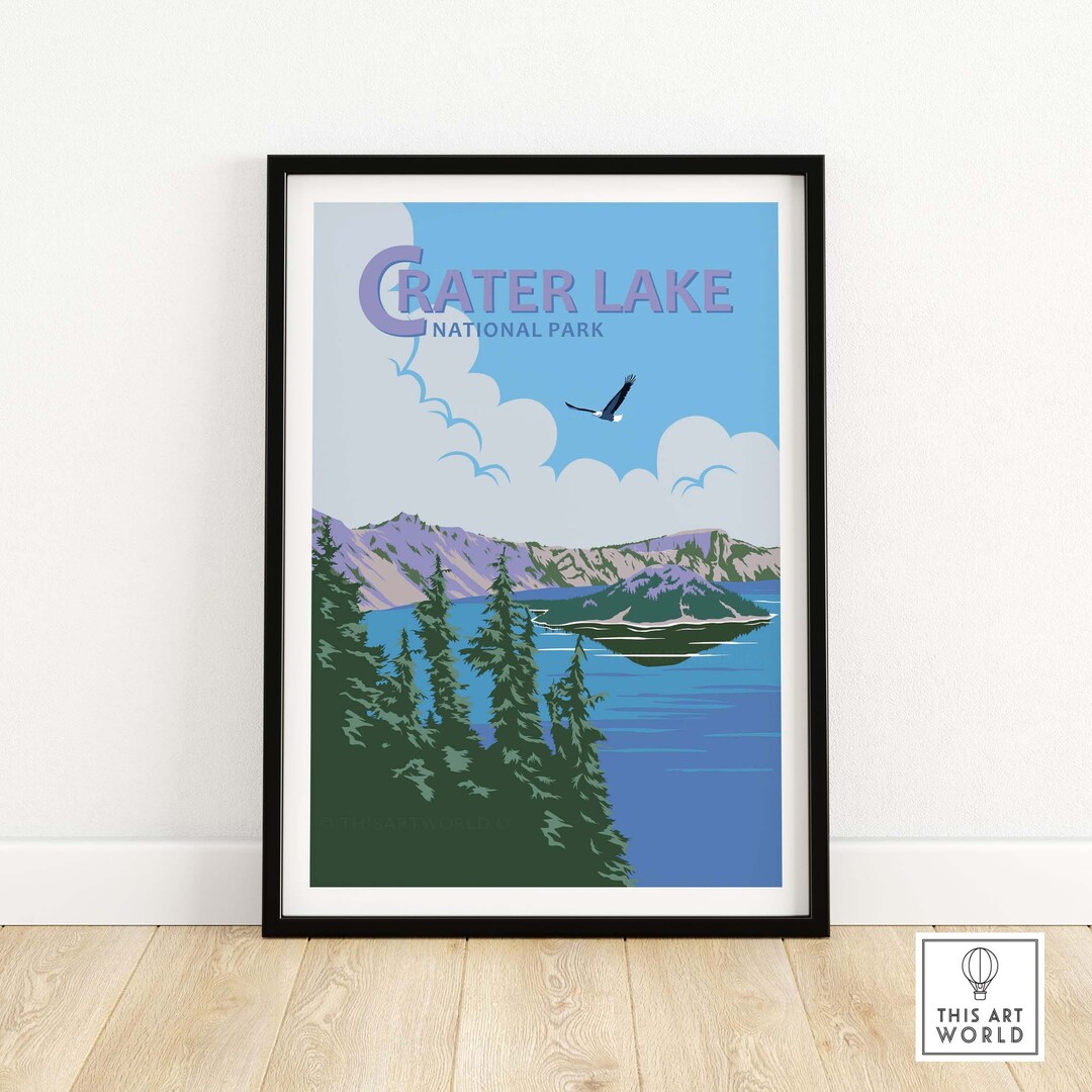 Crater Lake Poster National Park Print Crater Lake Wall Art Home Decor ...