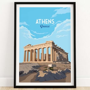 Athens Greece Art Print | Athens Poster -  Framed or Unframed Wall Art Gift