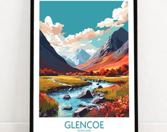 Glencoe Poster Print Modern | Scotland Travel Poster | Birthday present | Wedding anniversary gift | Art Print
