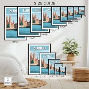 Zurich Switzerland Travel Poster Print | This Art World