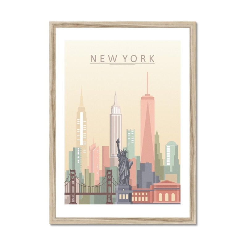 New York Skyline Print Wall Art Poster New York City Wall Etsy