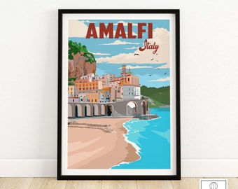 Amalfi Coast Print Italy | Italian Riviera Travel Poster | Amalfi Coast Wall Art Print | Framed & Unframed Amalfi Gift