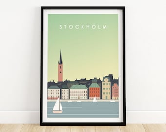 TW98 Vintage Stockholm Sweden Swedish Travel Tourism Poster Re-Print A4 