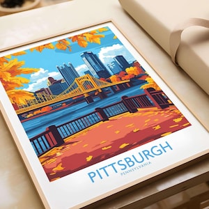 Pittsburgh Poster Pennsylvania Pittsburgh Travel Print Pittsburgh Artwork Wall Hanging Home Decoration