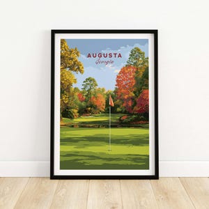 Augusta Golf Print Wall Art - Georgia Golf Course Poster Decor for Golf Lovers, Sports Room, Tournament Gift for Golfers Augusta National
