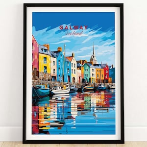 Reisposter met reisafdruk Galway | Verjaardagscadeau | Huwelijksverjaardagscadeau | Beste cadeau voor haar | Gepersonaliseerd muurkunstcadeau voor hem