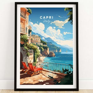 Capri Italy Poster Print | Travel Poster | Framed & Unframed Artwork | Birthday Present Wedding Anniversary Gift Idea