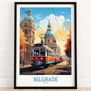 Póster de viaje de Belgrado, impresión de viaje, póster decorativo para el hogar, regalo, ilustración digital, obra de arte para colgar en la pared, impresión enmarcada y sin marco.
