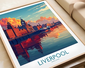Liverpool Travel Print Wall Art Liverpool Poster England Travel Art Gift