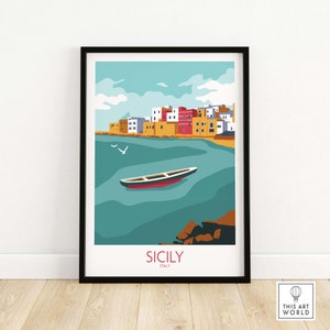 Sicily Poster | Italy Travel Art Print | Sicily Italy Wall Art | Italian Home Decor | Sicily Travel Poster | Italy Beach | Sicily Gift