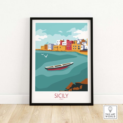 Sicily Print Italy Travel Poster Sicily Wall Art Sicily Etsy