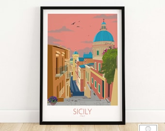Sicily Poster | Italy Wall Art Print | Wall Art | Travel Poster | Framed & Unframed Artwork | Art Print Gift Idea