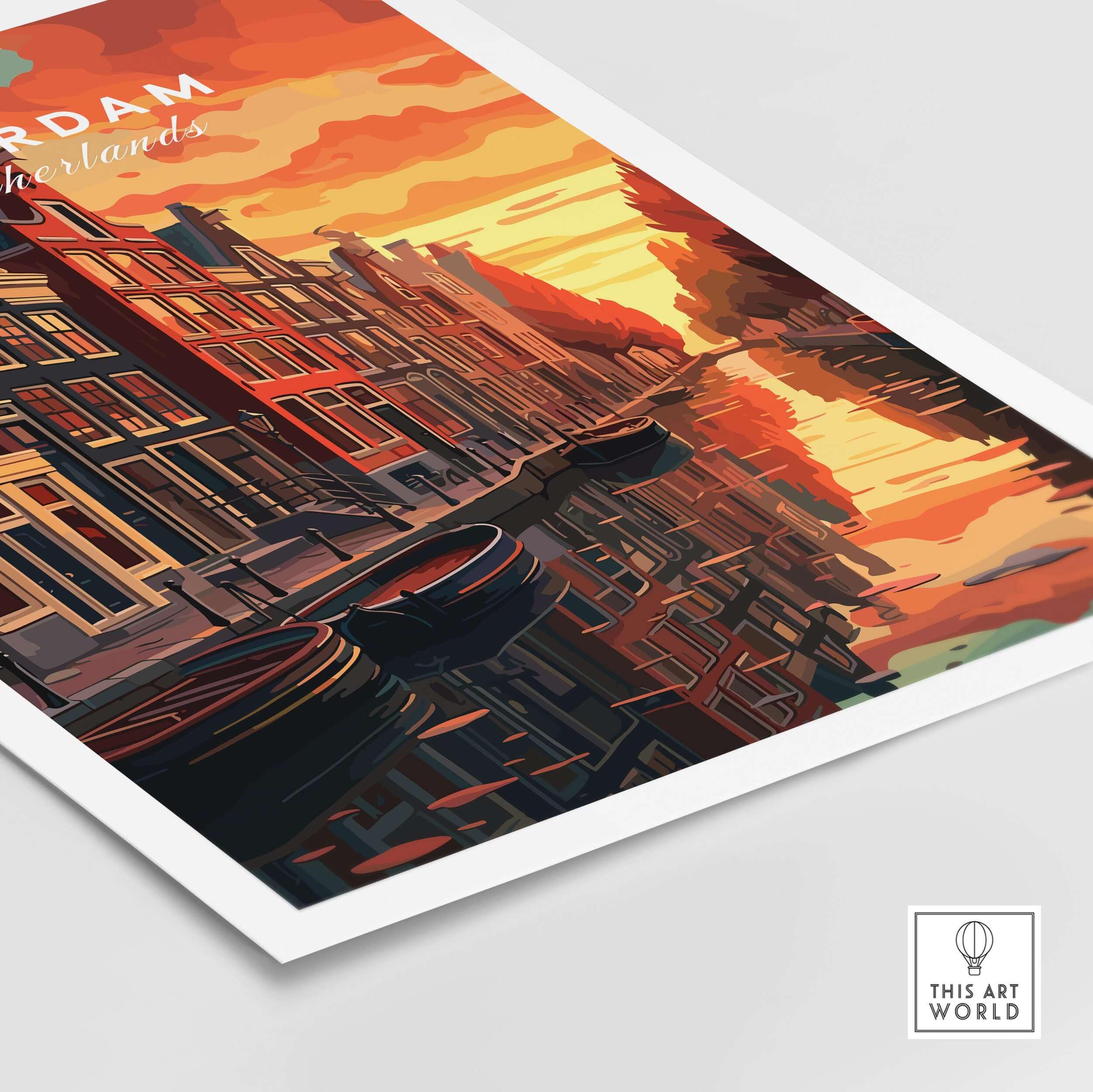 Amsterdam Sunset Canal Wall Art Print Travel Inspired Wall Decor Poster ...