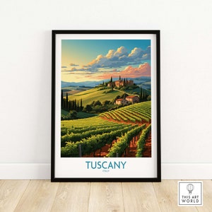 Tuscany Wine Poster Wall Art Print Travel Print | Home Décor Poster Gift | Digital Illustration Artwork | Birthday Present