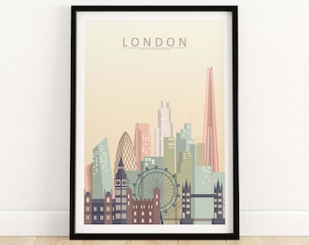 London Print | London Skyline Print | Wall Art Poster | London City Print | London Cityscape Wall Decor | London Gift | London Digital Print