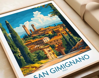 San Gimignano Print Italy Travel Poster Italy Home Decor San Gimignano Artwork Poster Gift San Gimignano Illustration Art Lover Print