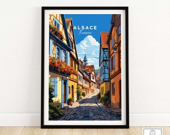 Alsace France affiche de voyage | Cadeau d'anniversaire | Cadeau d'anniversaire de mariage | meilleur cadeau pour elle | Cadeau d'art mural personnalisé pour lui