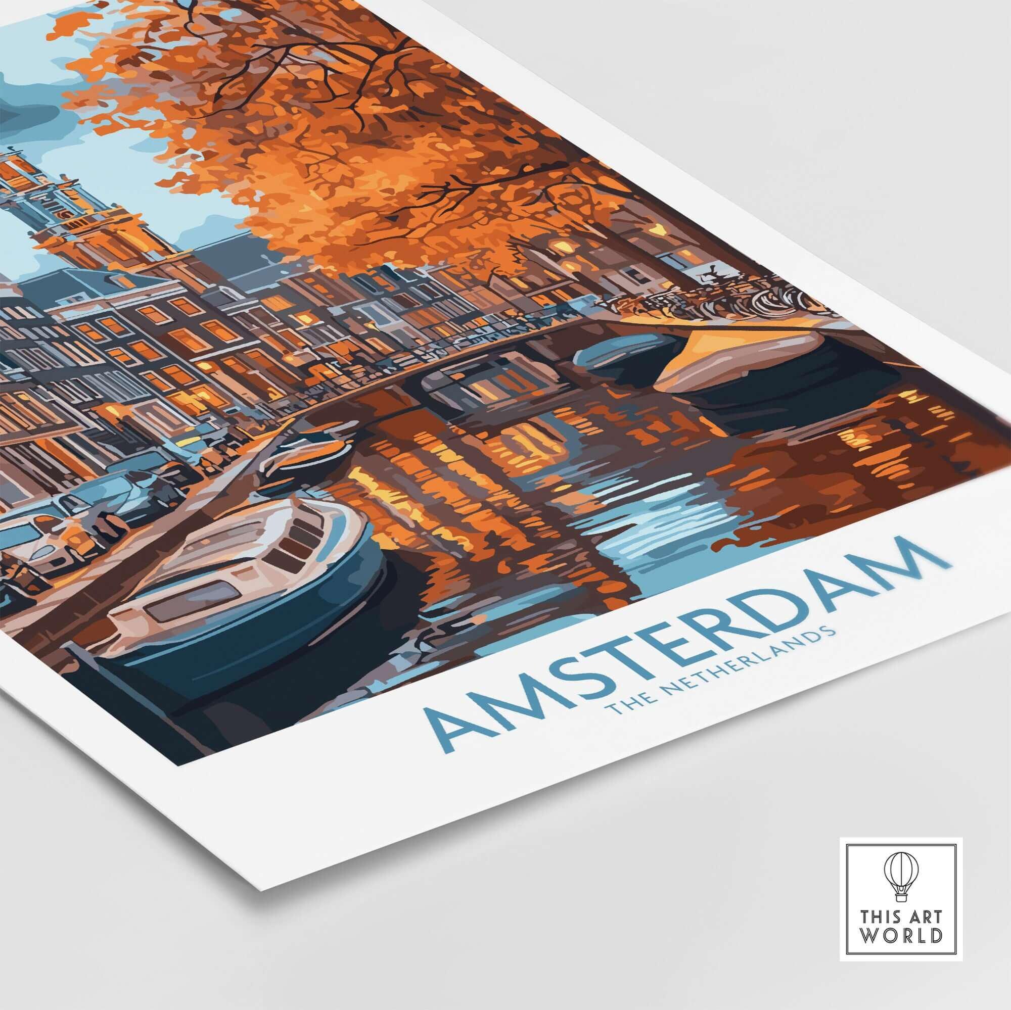 Vibrant Canal View Print Wall Art, Amsterdam Home Décor, Travel Poster ...