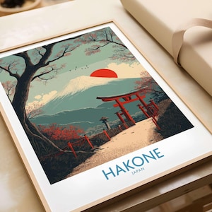 Hakone Japan Peace Gate Shrine Wall Art - Japanese Hakone Temple Print Home Decor Asian Landscape Poster Hakone Gift