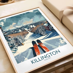 Ski Wall Art Killington Ski Lodge Print Home Decor Ski Room Art Family Gift Vermont Gift Art Lovers Ski Art Killington Winter Sports Poster