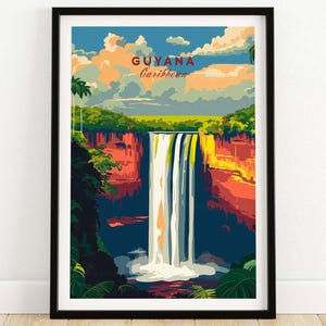 Guyana Poster Print Guyana Wall Art Print Caribbean Travel Poster Caribbean Guyana Artwork Poster Gift Guyana Illustration Art Lover Print