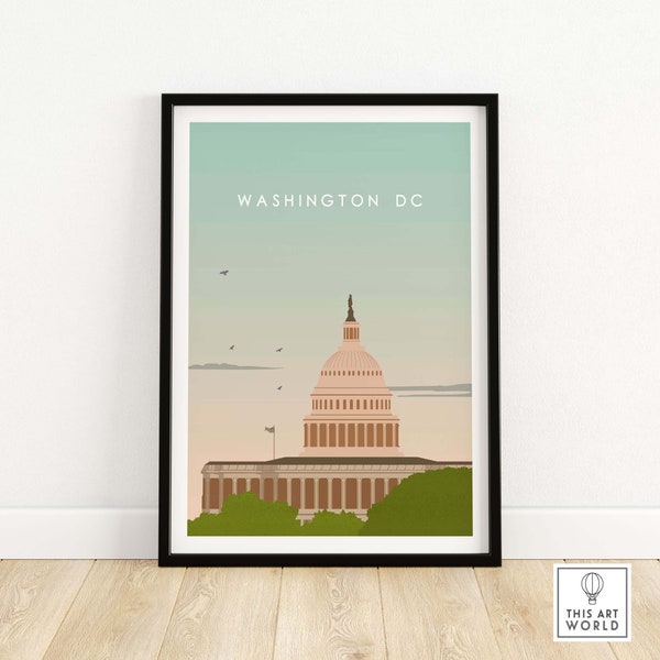 Stampa poster di Washington DC / Arte della parete del Campidoglio degli Stati Uniti / Poster di Capitol Hill Washington / Idea regalo Washington DC incorniciata e senza cornice