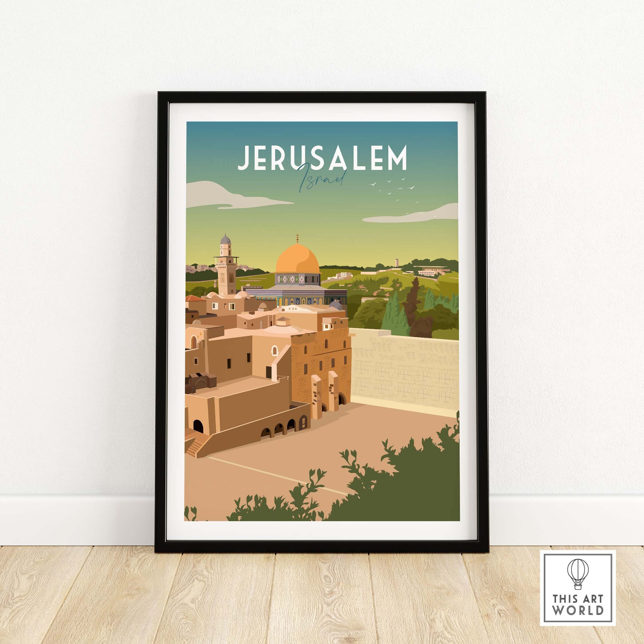 Jerusalem Travel Poster Print | Israel Wall Art | This Art World