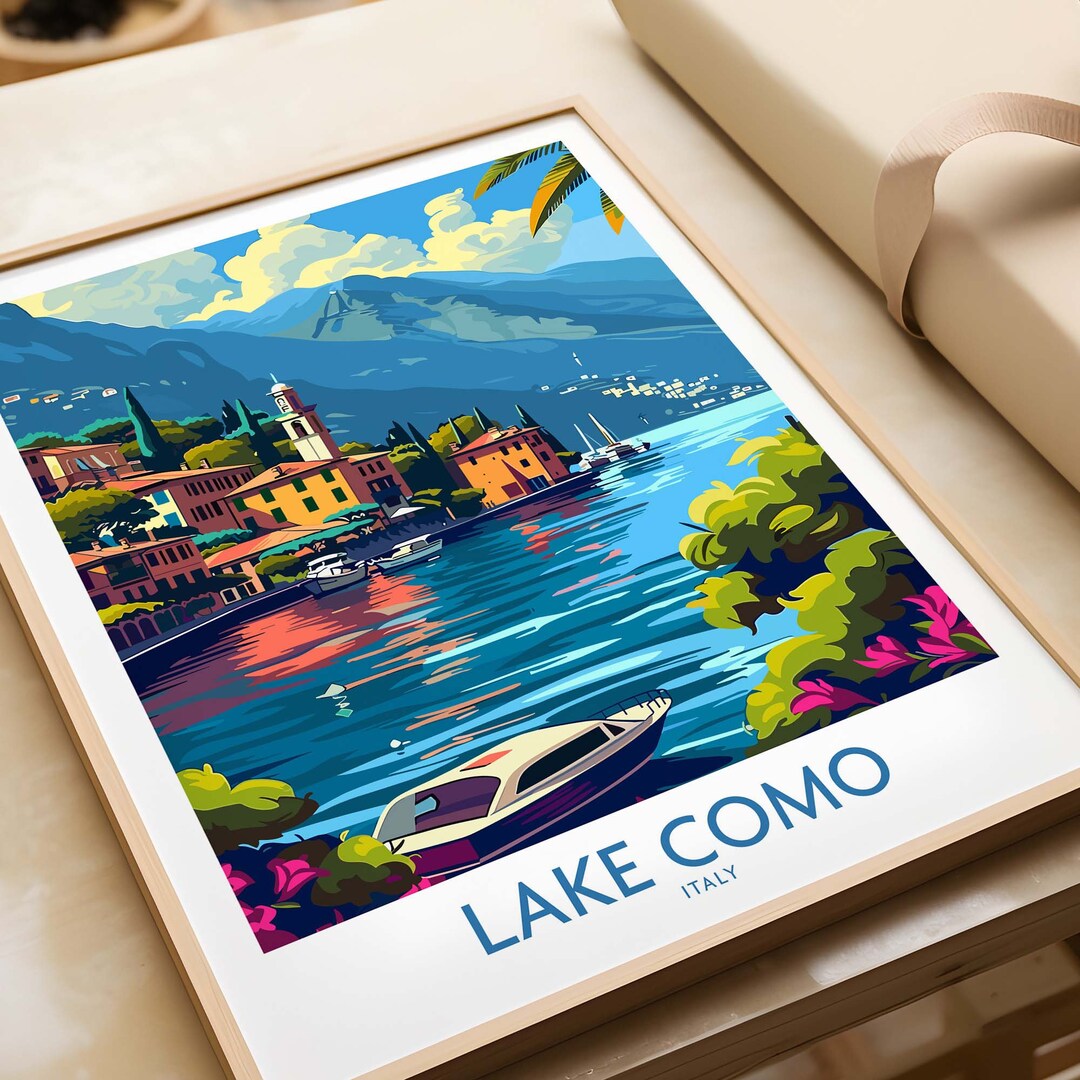 lake como italy travel poster art print (digital... Lake Como Travel Print Italy Travel Poster Lake Como Artwork Poster ...