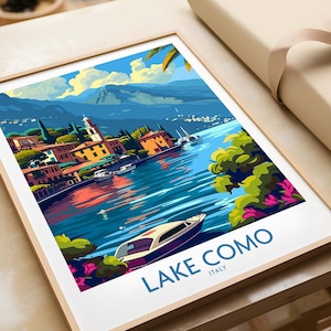 Lake Como Travel Print Italy Travel Poster Lake Como Artwork Poster Gift Italy Home Decor Lake Como Illustration Art Lover Italy Print