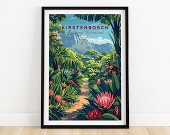 Kirstenbosch Poster Botanical Gardens Art Print Travel Print Home Décor Poster Gift Digital Illustration Artwork