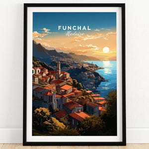 Impressão artística de Funchal Madeira | Cartaz de viagem | Presente de aniversário | Presente de aniversário de casamento | Decoração de casa