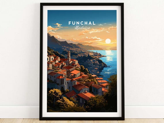 Funchal Madeira Art Print | Travel Poster | Birthday present | Wedding Anniversary gift | Home Decor