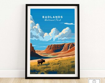 Badlands Poster National Park Print Art Print Travel Print | Home Décor Poster Gift | Digital Illustration Artwork | Birthday Present